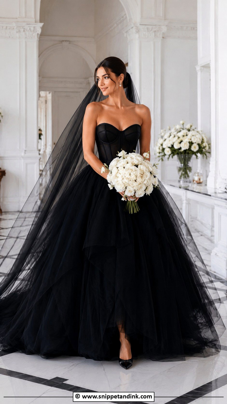 Black Ball Gown Bridal Look - Snippet and Ink - 25 Black Bridal Gown Ideas