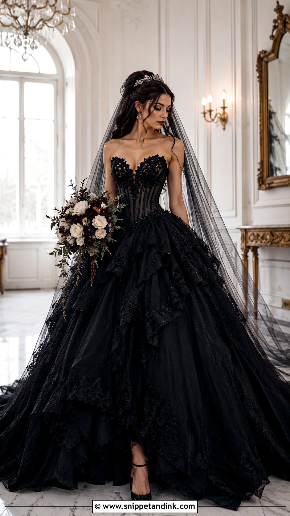 Black Ball Gown Gothic Wedding Dress - Snippet and Ink - 30 Gothic Black Wedding Dresses