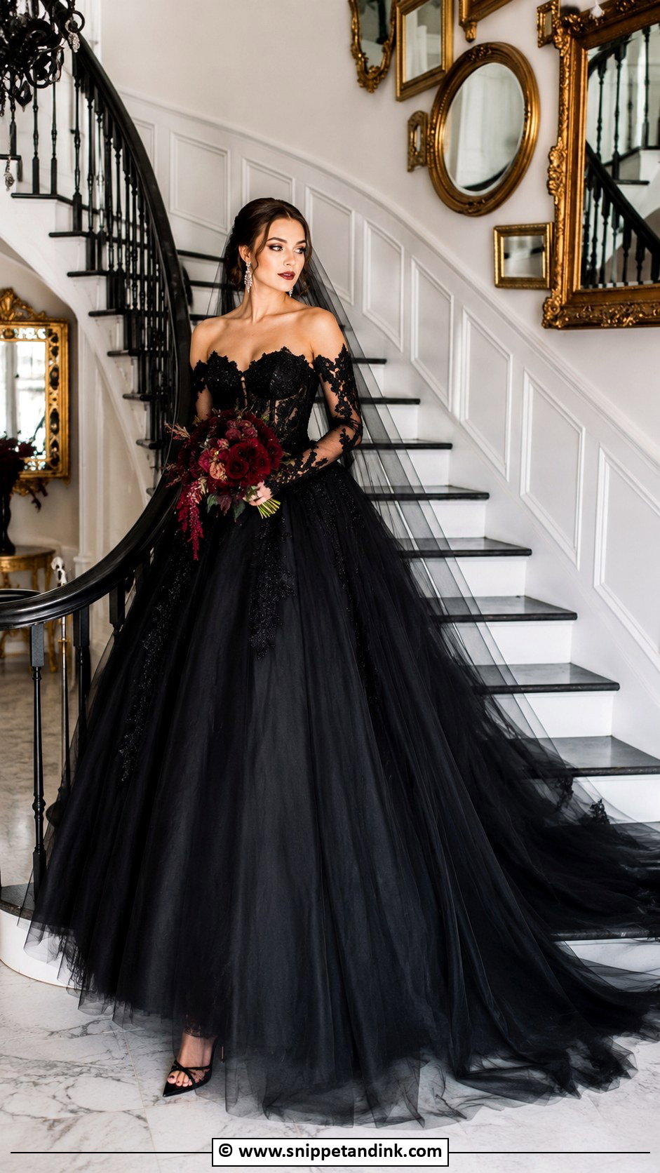Black Ball Gown Vampire Wedding Dress - Snippet and Ink - 25 Vampire Wedding Dress Ideas
