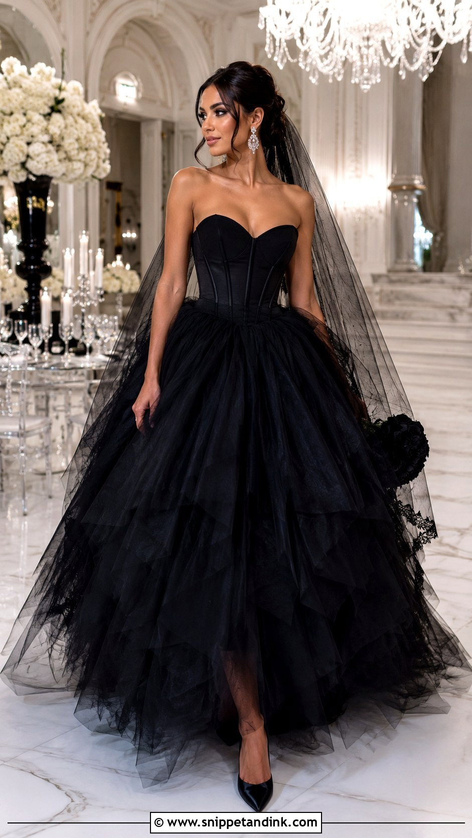 Black Ball Gown Wedding Dress - Snippet and Ink - 30 Black Wedding Dress Ideas