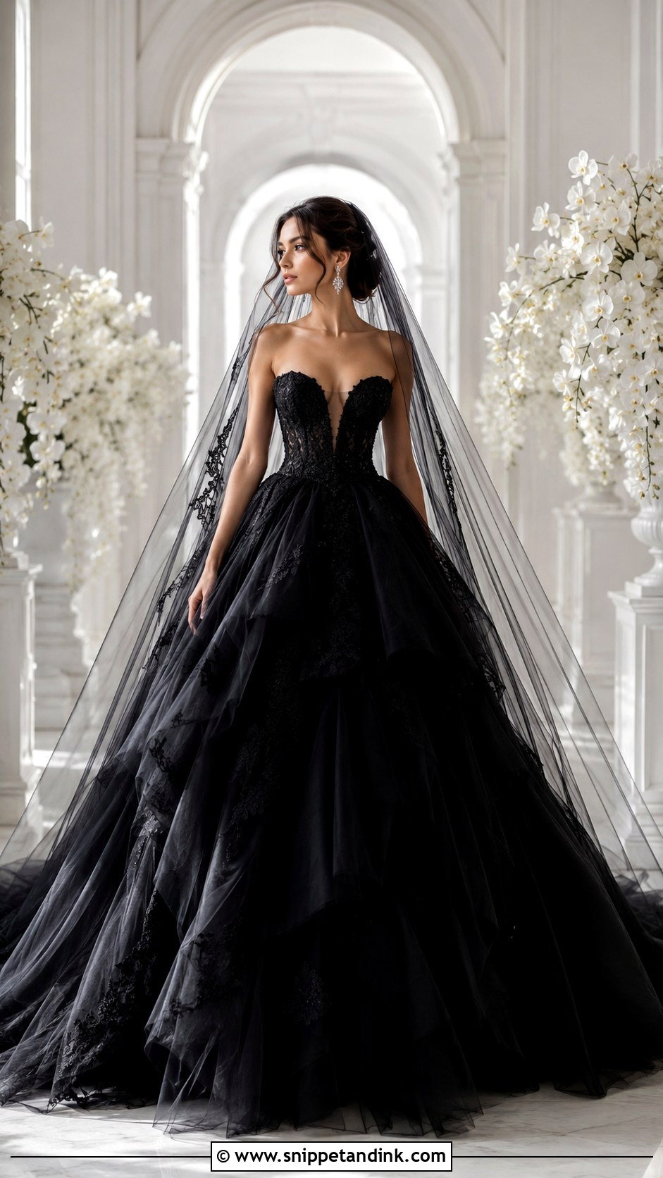Black Ball Gown Wedding Dress - Snippet and Ink - 25 Black Wedding Dress Aesthetic Ideas