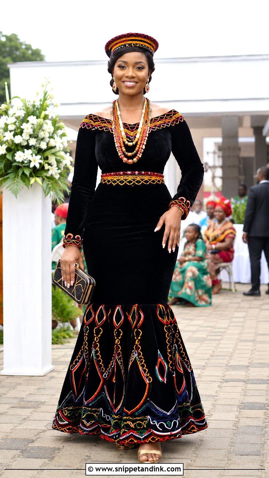 Black Bamenda Toghu Wedding Gown - Snippet and Ink - 20 Bamenda Traditional Wedding Dress Ideas