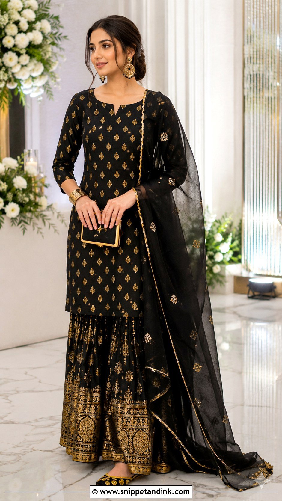 Black Banaras Sharara Set - Snippet and Ink - 20 Banaras Sharara Designs