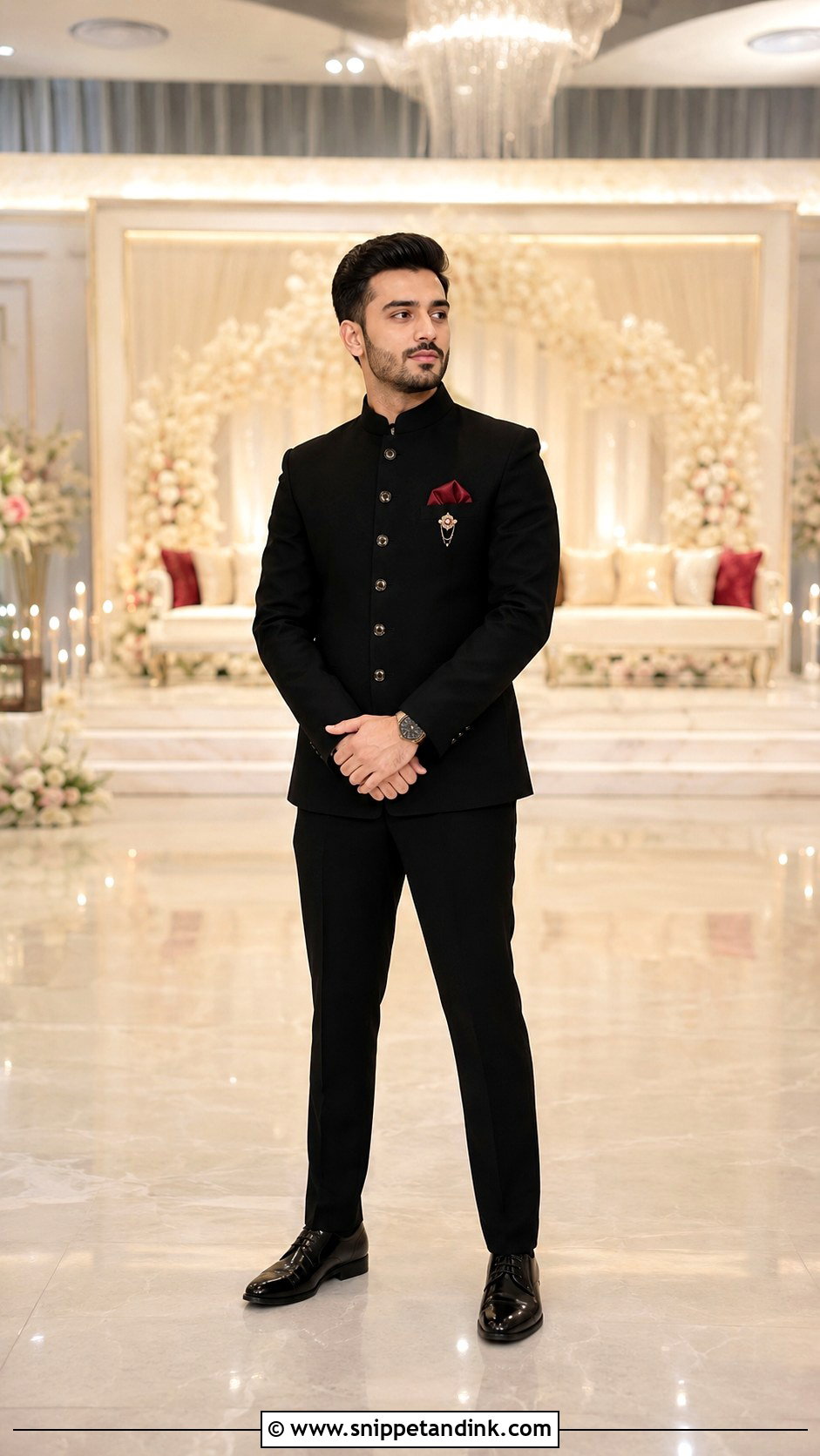 Black Bandhgala For Bride Brother - Snippet and Ink - 20 Bride Brother Outfit Ideas