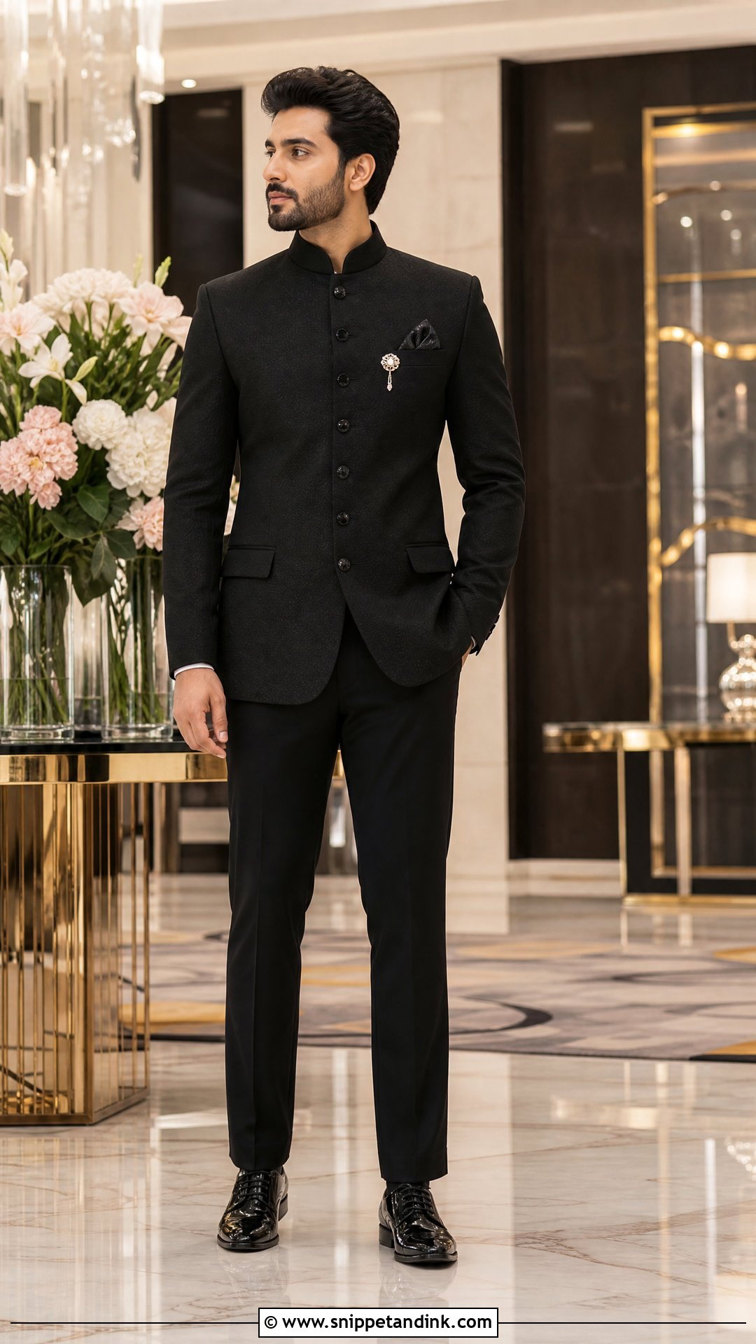 Black Bandhgala For Reception - Snippet and Ink - 25 Indian Bride Brother Outfit Ideas