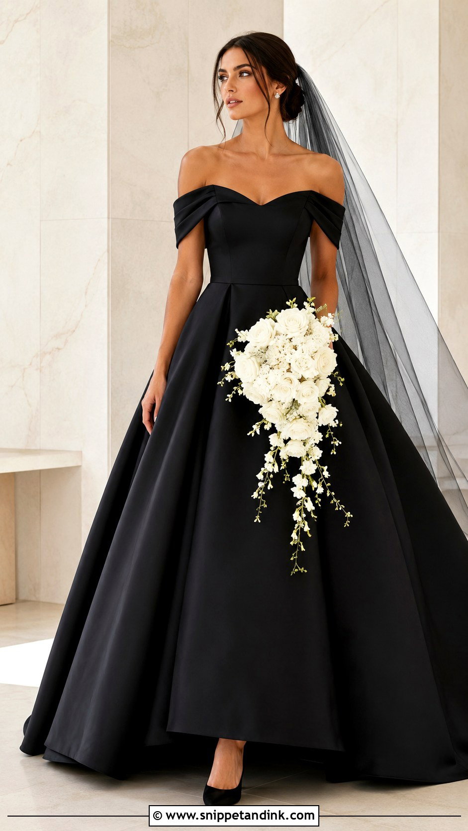 Black Basque Waist Ball Gown Wedding Dress - Snippet and Ink - 20 Black Ball Gown Wedding Dress Ideas