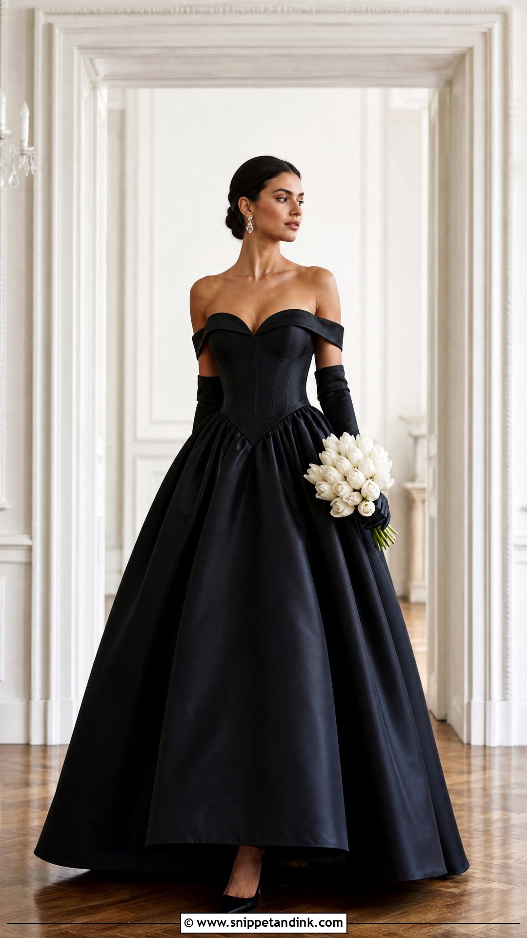 Black Basque Waist Princess Wedding Dress - Snippet and Ink - 20 Princess Wedding Dresses Black