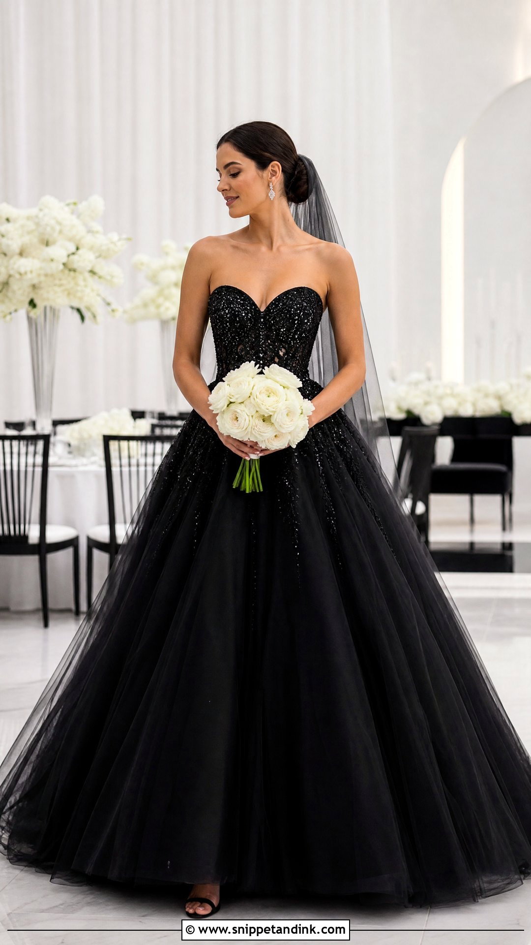 Black Beaded Bodice Princess Wedding Dress - Snippet and Ink - 20 Princess Wedding Dresses Black