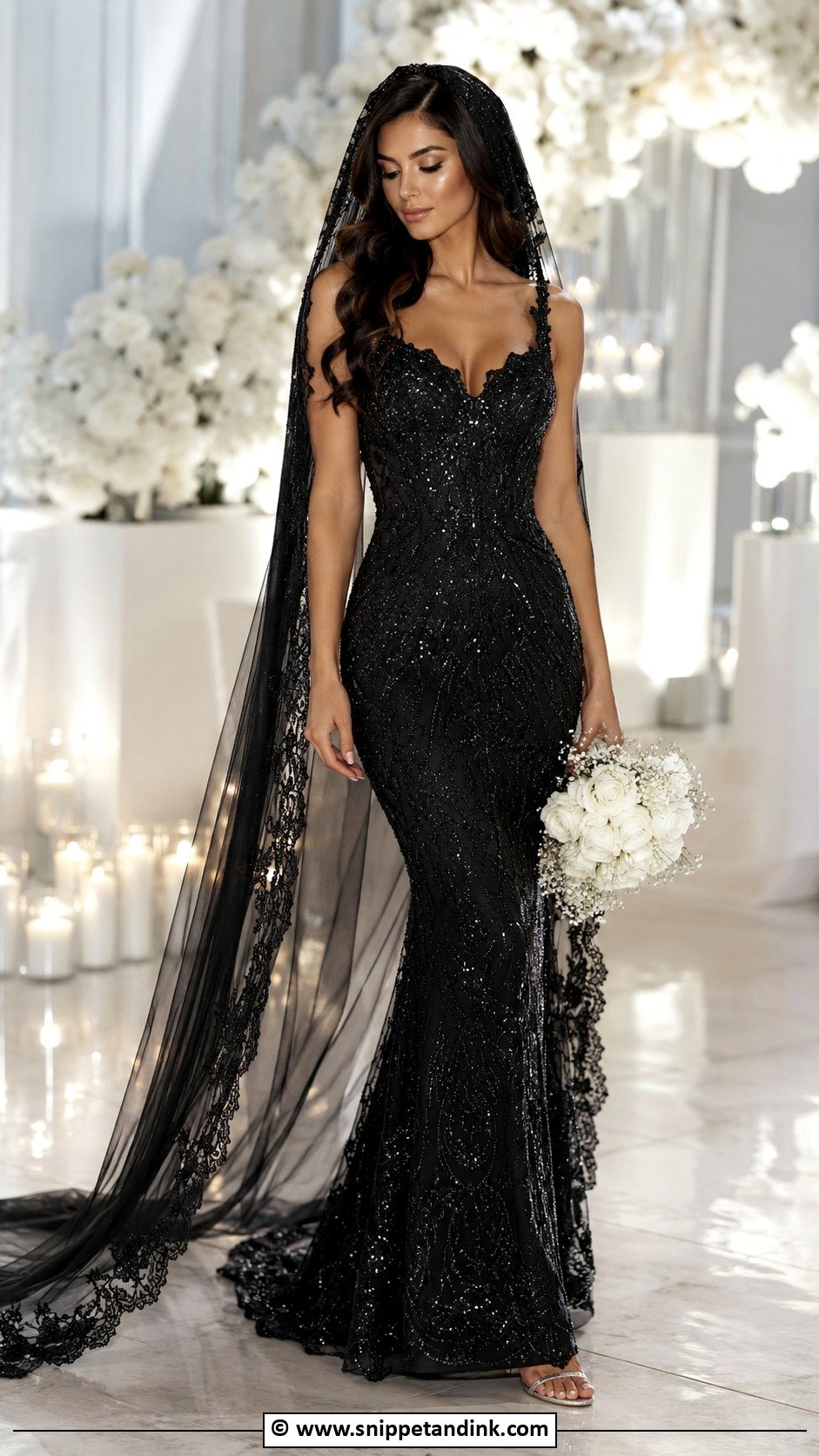 Black Beaded Bridal Gown - Snippet and Ink - 25 Black Bridal Gown Ideas