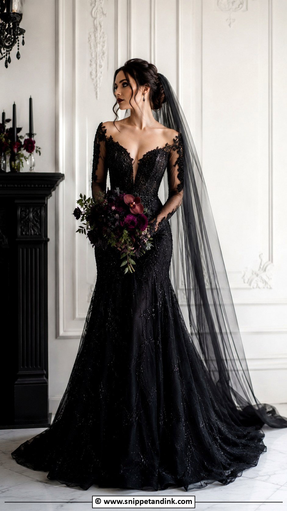 Black Beaded Goth Wedding Dress - Snippet and Ink - 30 Goth Wedding Dress Ideas