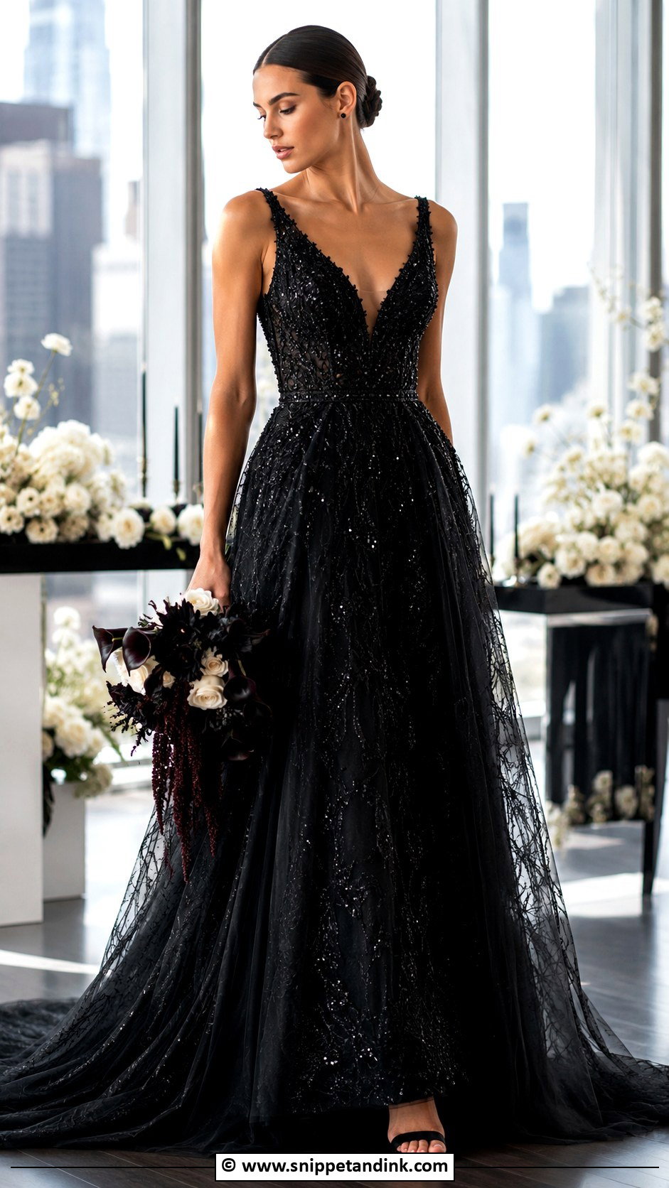 Black Beaded Wedding Dress - Snippet and Ink - 25 Dark Wedding Dress Ideas