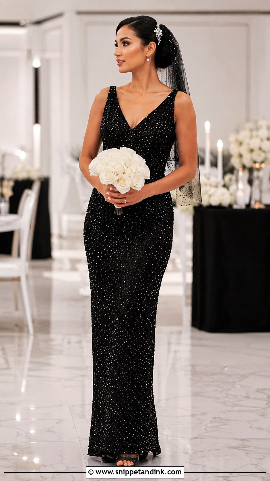Black Beaded Wedding Gown - Snippet and Ink - 20 Black Wedding Gown Ideas