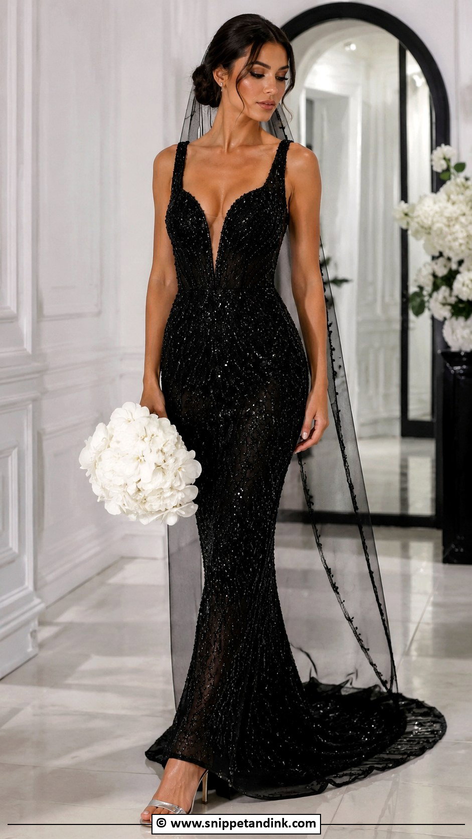 Black Beaded Wedding Gown - Snippet and Ink - 30 Black Wedding Gowns