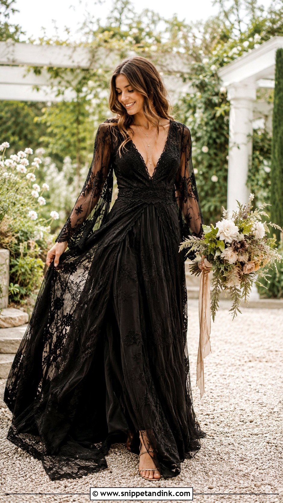 Black Boho Wedding Dress - Snippet and Ink - 25 Black Wedding Dress Aesthetic Ideas
