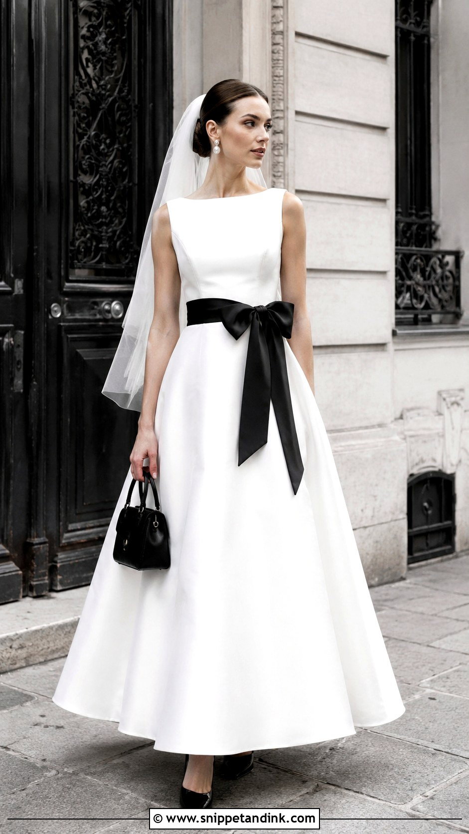 Black Bow French Wedding Dress - Snippet and Ink - 20 French Wedding Dresses