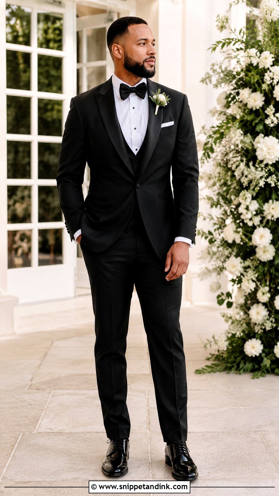 Black Bow Tie Groomsmen Outfit - Snippet and Ink - 25 All Black Wedding Party Attire Ideas