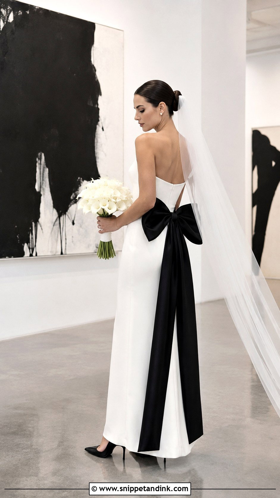 Black Bow Wedding Dress - Snippet and Ink - 20 Contemporary Wedding Dress Ideas