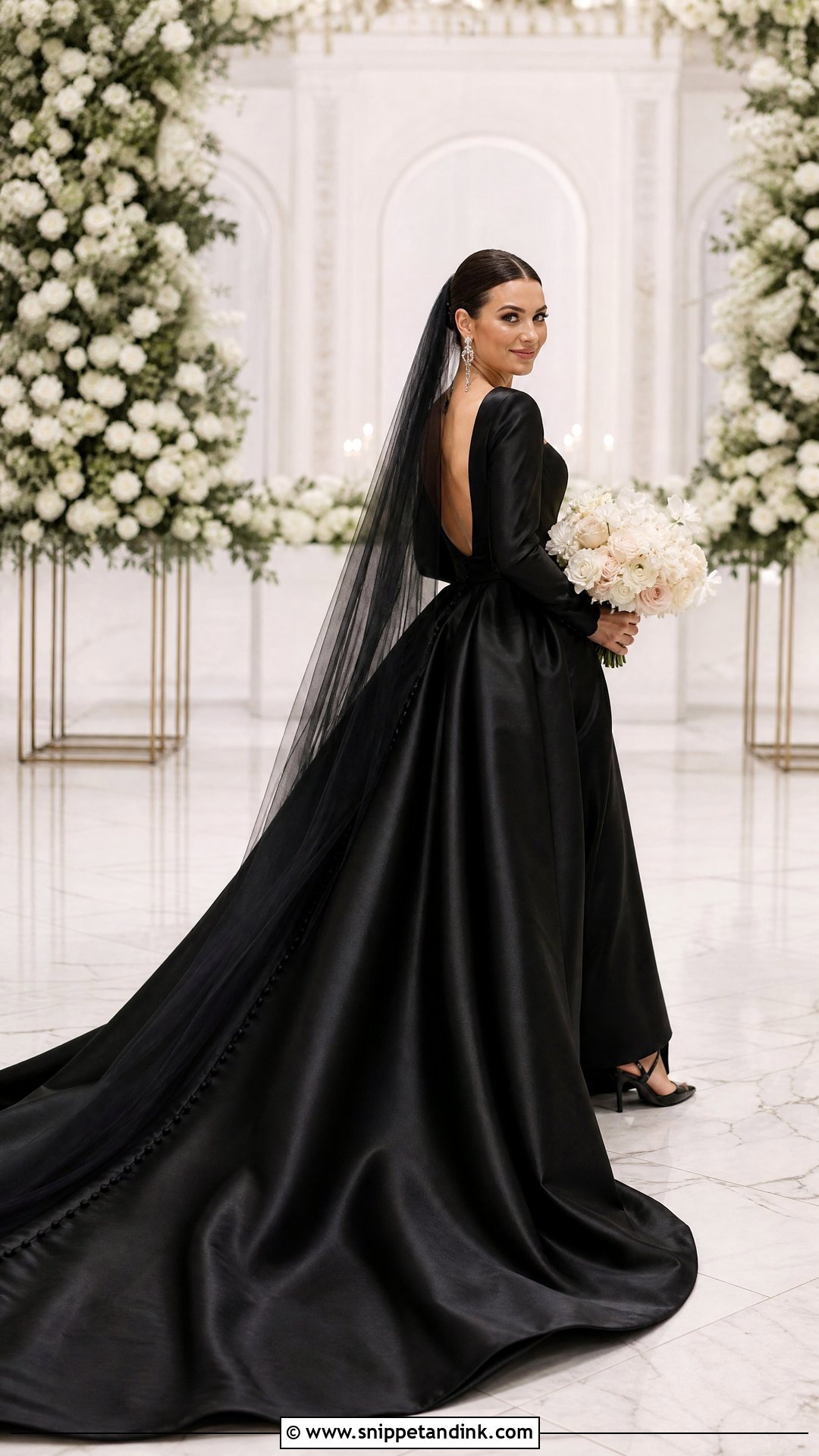 Black Bridal Dress With Train - Snippet and Ink - 30 Black Bridal Dresses