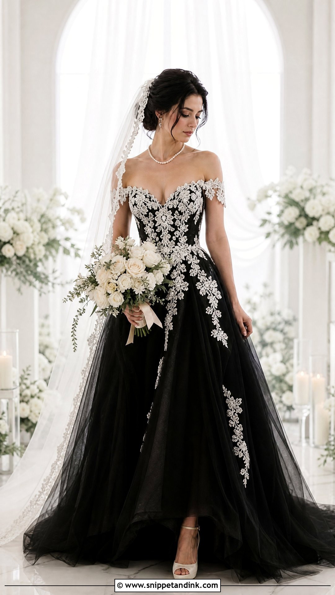 Black Bridal Dress With White Lace - Snippet and Ink - 30 Black Bridal Dresses