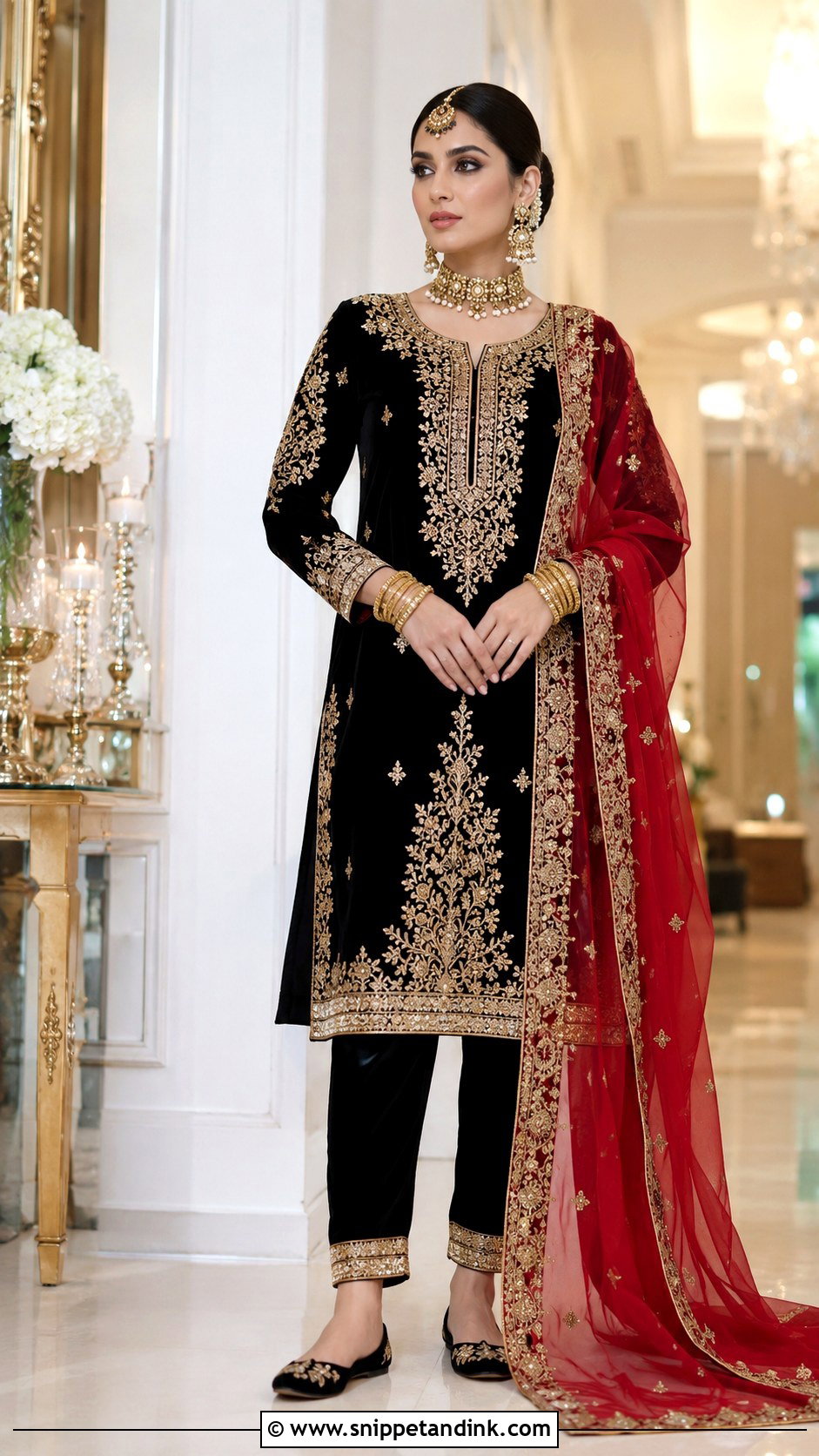 Black Bridal Punjabi Velvet Suit - Snippet and Ink - 20 Bridal Punjabi Suits Wedding Outfits