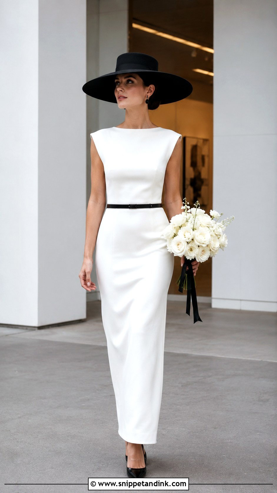 Black Bride Hat With White Wedding Dress - Snippet and Ink - 20 Bride with Hat Ideas