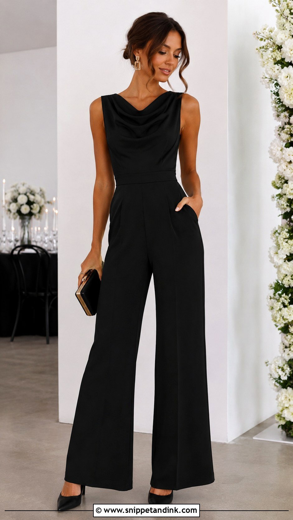 Black Bridesmaid Jumpsuit Outfit - Snippet and Ink - 25 Black Bridal Party Attire Ideas