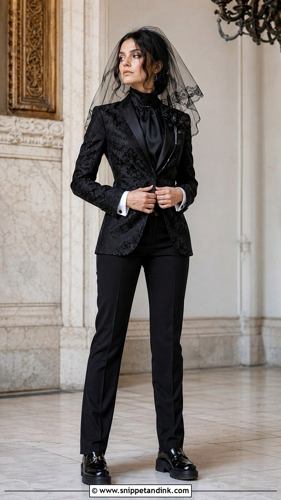 Black Brocade Gothic Wedding Suit - Snippet and Ink - 20 Gothic Wedding Suit Ideas