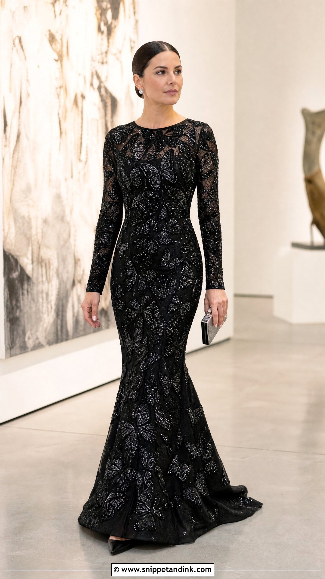 Black Butterfly Sequin Gown - Snippet and Ink - 20 Butterfly Dress Gowns