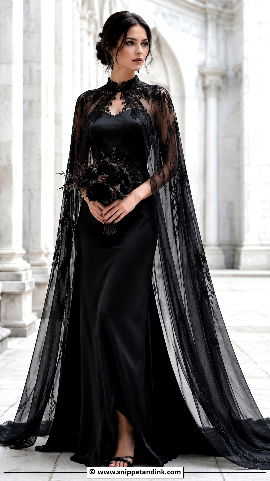 Black Cape Goth Wedding Dress - Snippet and Ink - 30 Goth Wedding Dress Ideas