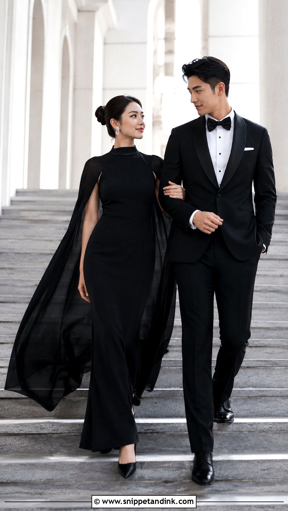 Black Cape Prewedding Gown - Snippet and Ink - 20 Black Prewedding Dress Ideas