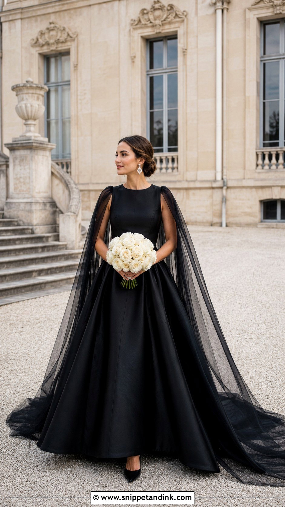 Black Cape Princess Wedding Dress - Snippet and Ink - 20 Black Wedding Dress Princess Ideas