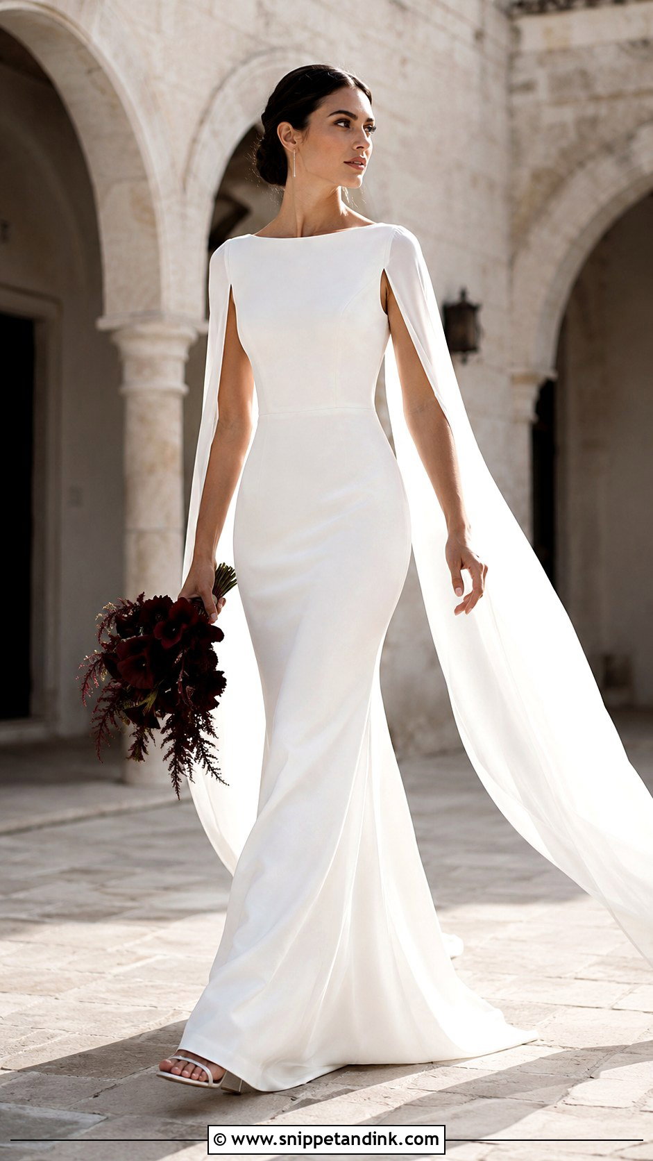 Black Cape Sleeve Wedding Dress - Snippet and Ink - 20 Black Goth Wedding Dress Ideas