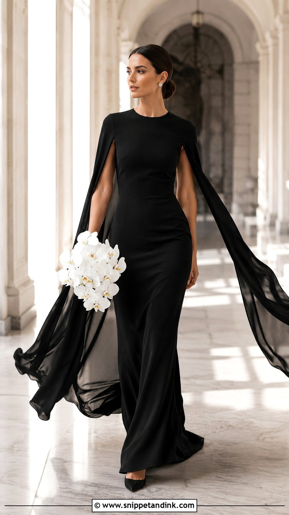 Black Cape Sleeve Wedding Dress - Snippet and Ink - 20 Classy Black Wedding Dress Ideas
