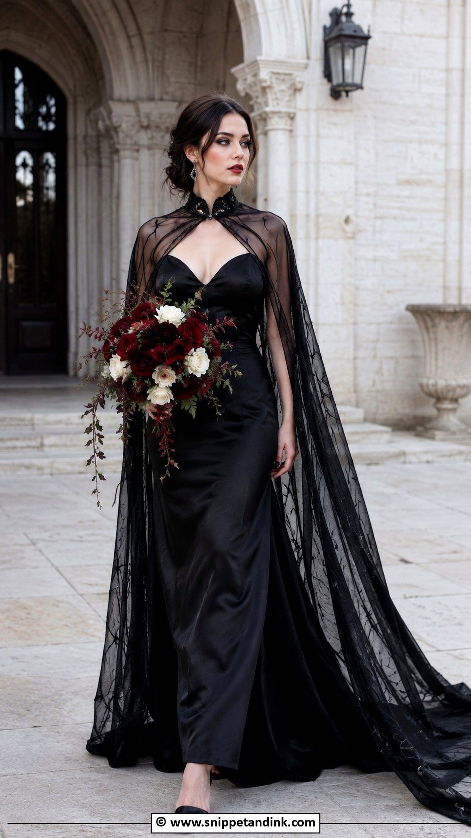 Black Cape Vampire Wedding Dress - Snippet and Ink - 25 Vampire Wedding Dress Ideas