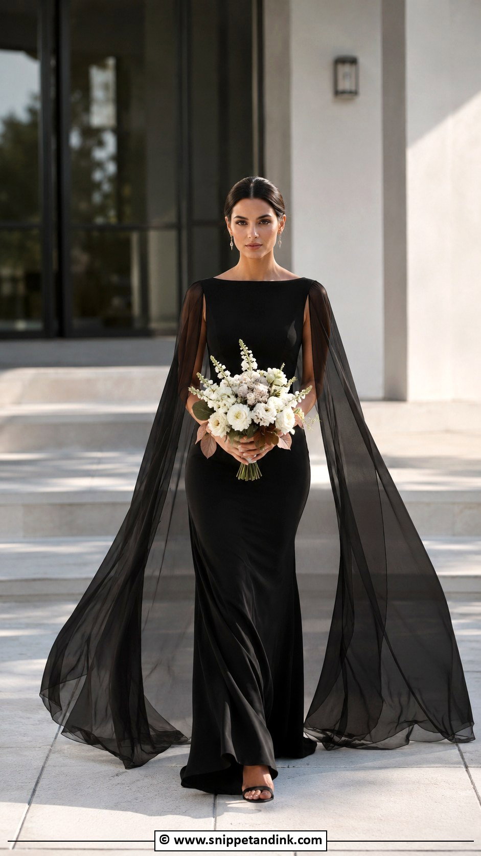 Black Cape Wedding Dress - Snippet and Ink - 30 Black Wedding Gowns