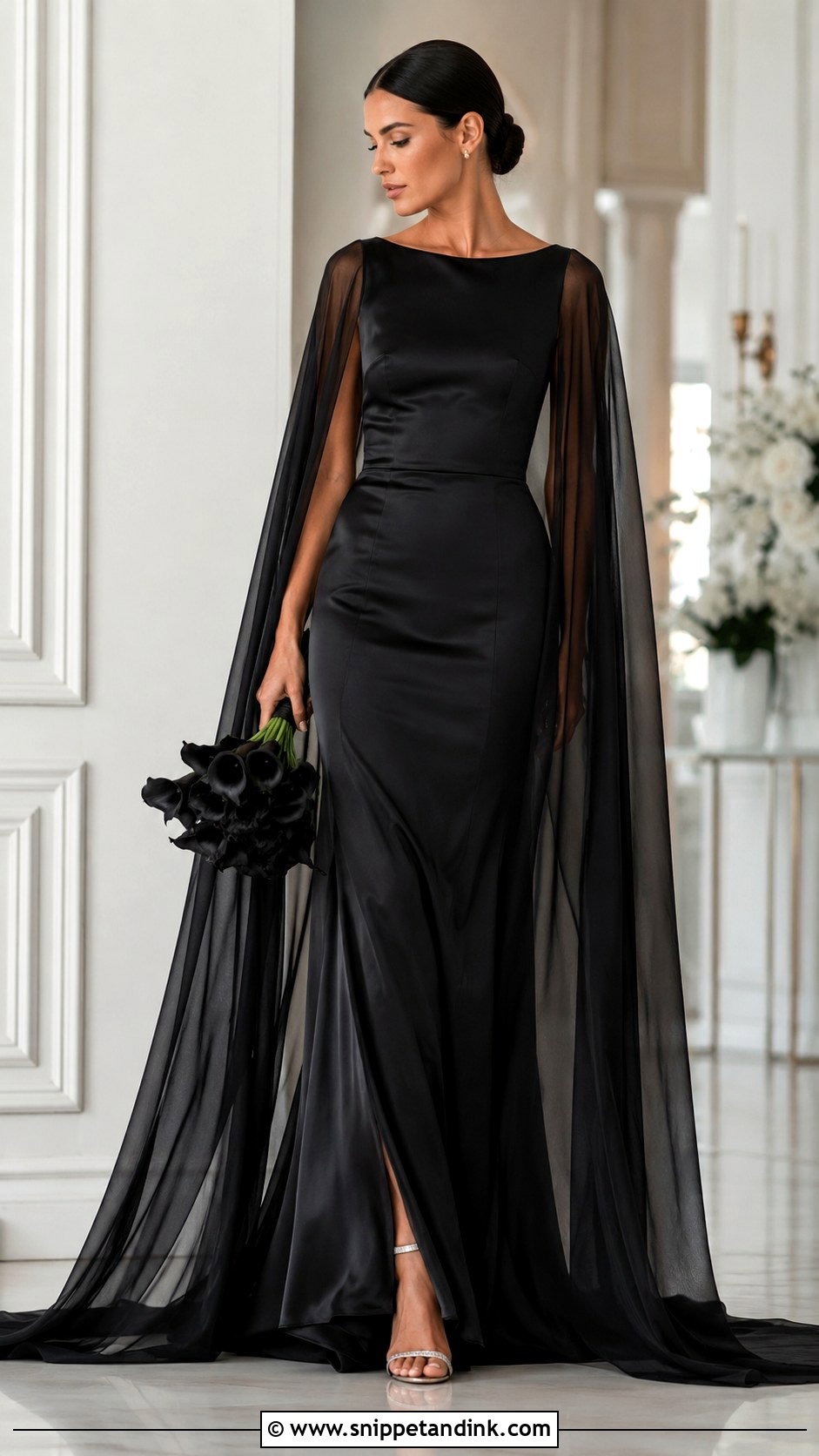 Black Cape Wedding Dress - Snippet and Ink - 30 Cape Wedding Dress Ideas
