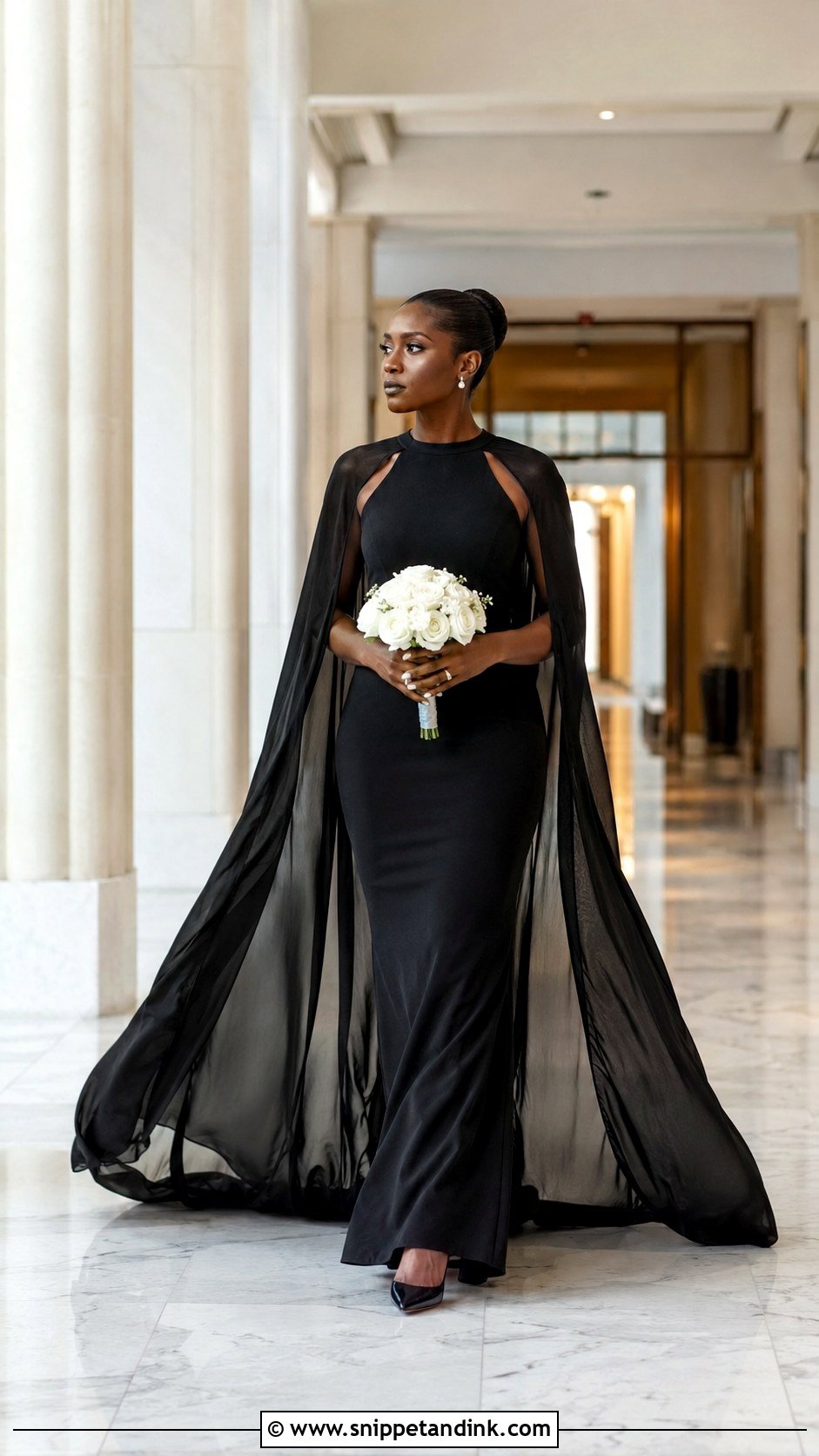 Black Cape Wedding Dress - Snippet and Ink - 20 Black Bride Dress Ideas