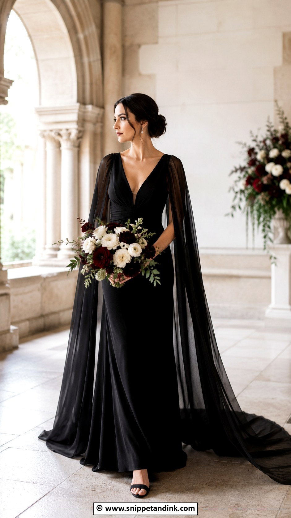 Black Cape Wedding Dress - Snippet and Ink - 25 Dark Wedding Dress Ideas