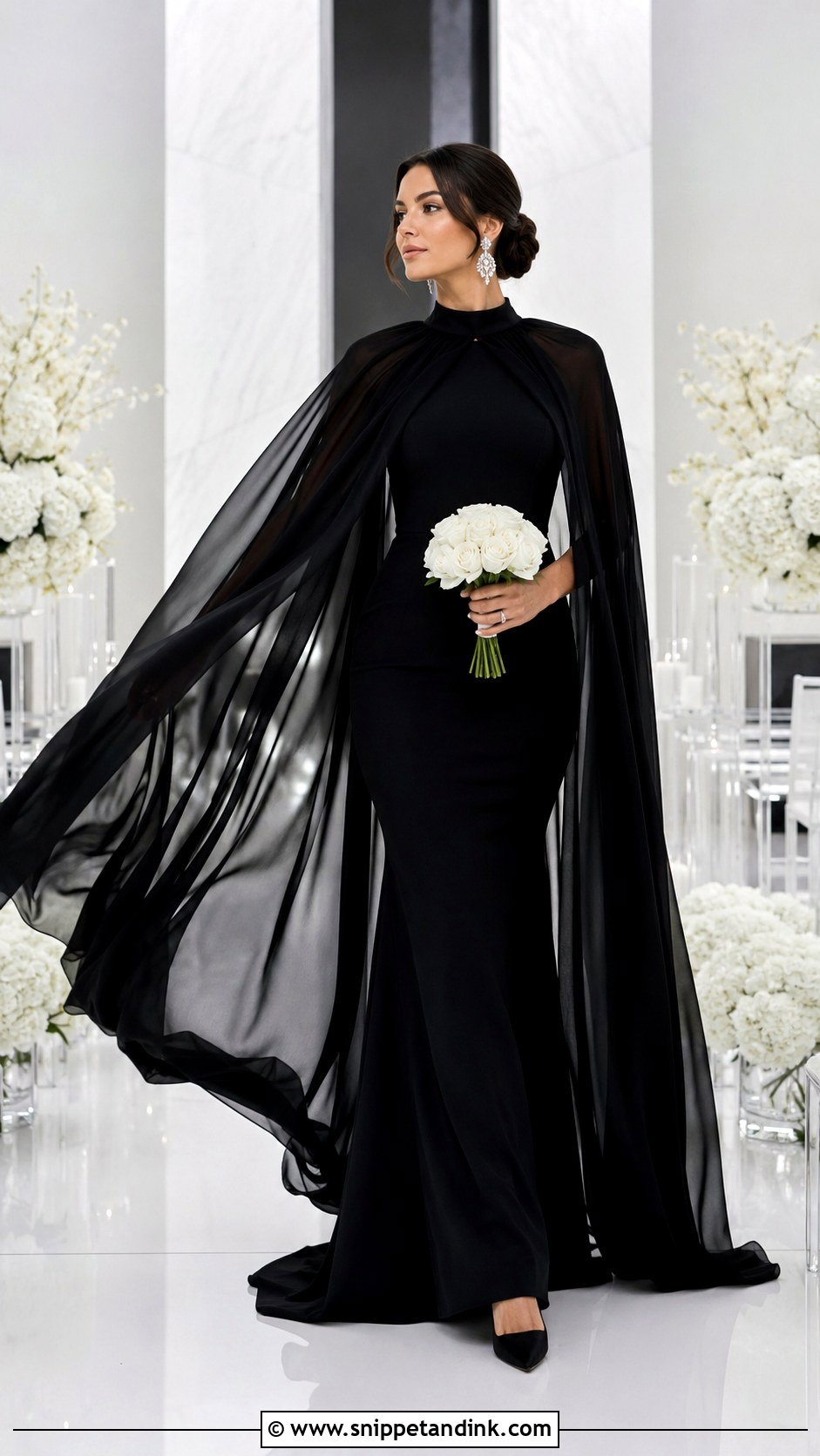 Black Cape Wedding Gown Bride - Snippet and Ink - 20 Bride in Black Ideas