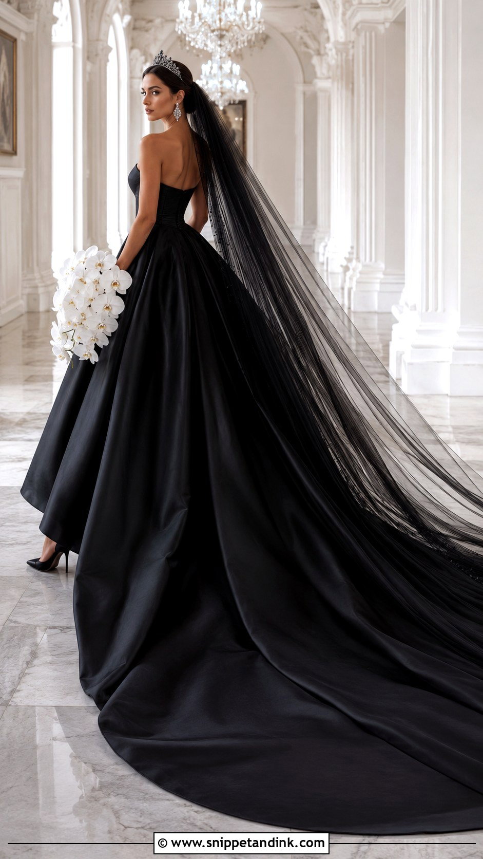 Black Cathedral Train Princess Wedding Dress - Snippet and Ink - 20 Black Wedding Dress Princess Ideas