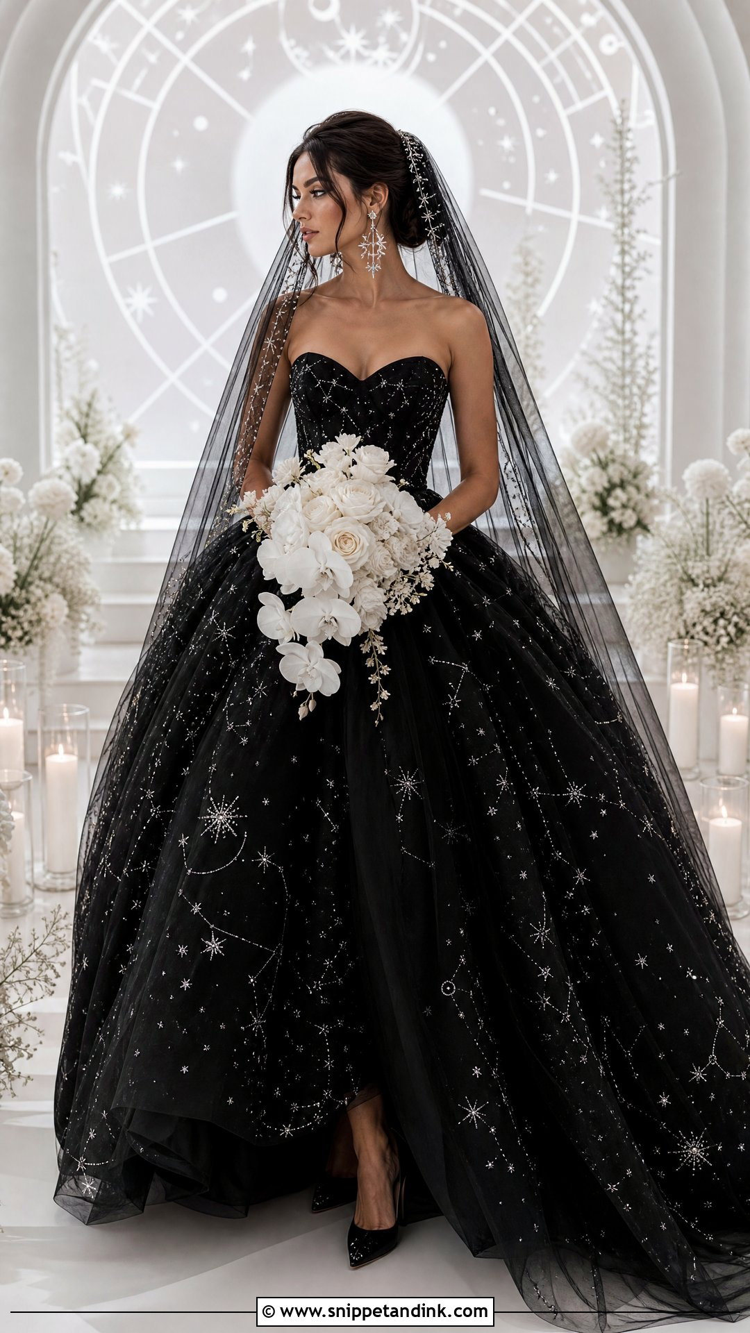 Black Celestial Wedding Dress - Snippet and Ink - 20 Space Wedding Dress Ideas