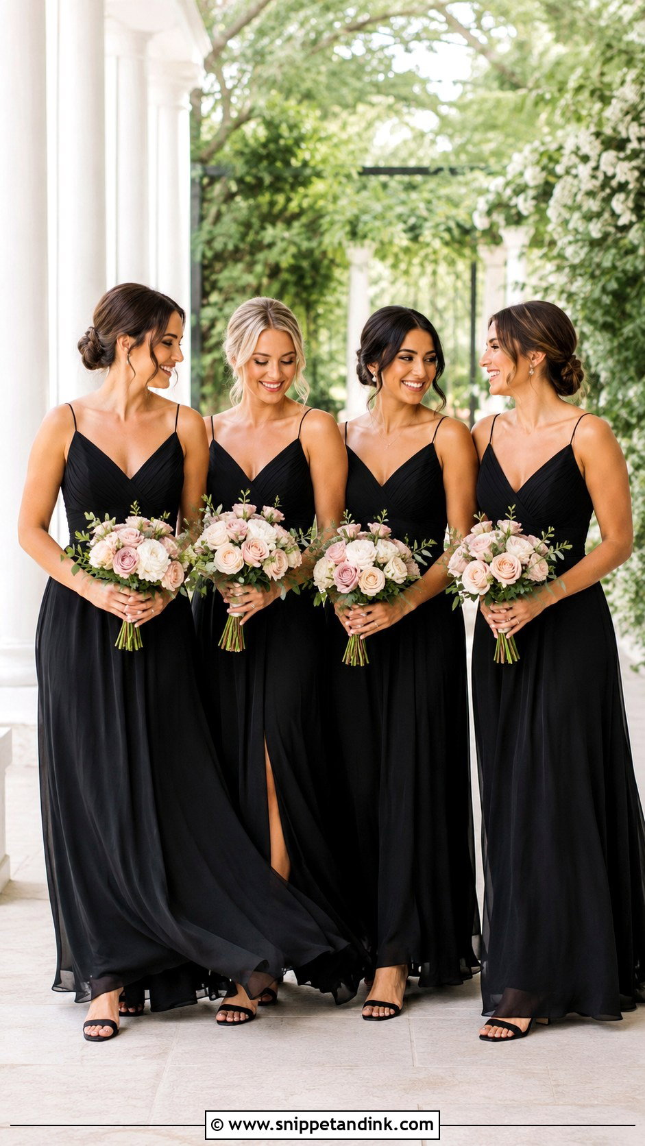 Black Chiffon A Line Bridesmaid Dresses - Snippet and Ink - 20 Bridal Party in Black Ideas