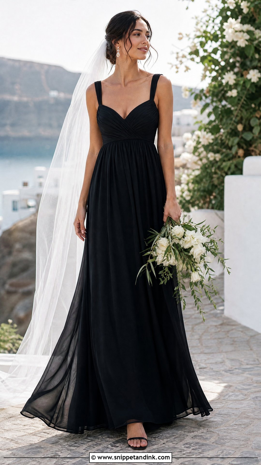 Black Chiffon Empire Waist Wedding Dress - Snippet and Ink - 25 Simple Black Wedding Dress Ideas