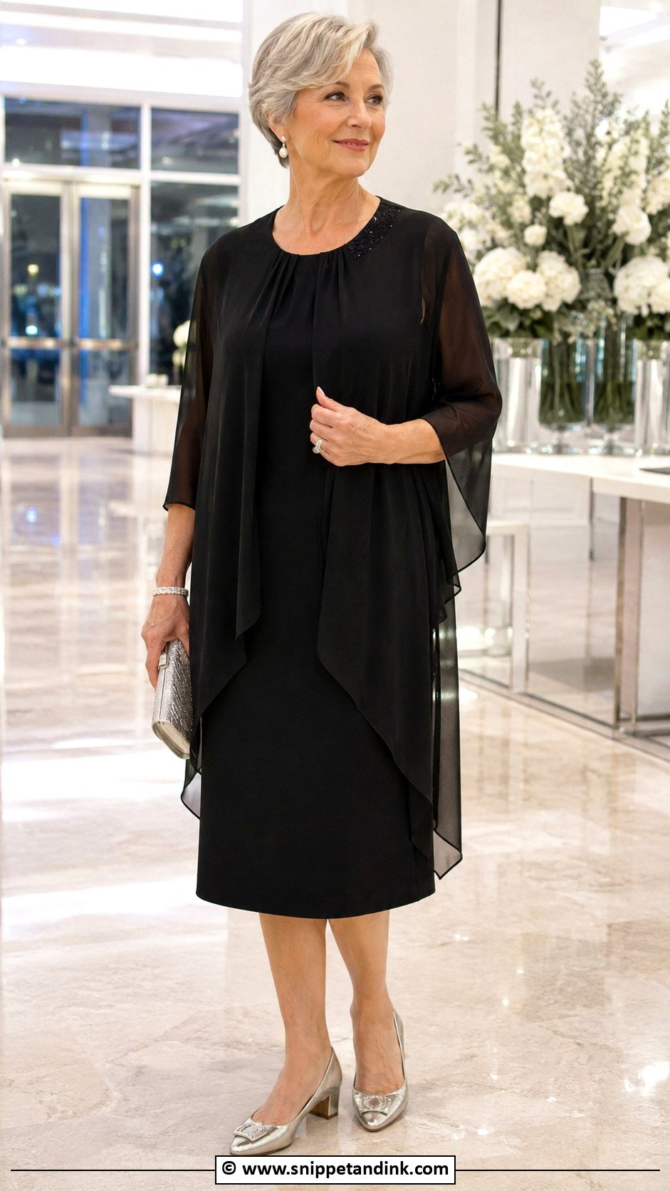 Black Chiffon Overlay Dress Outfit - Snippet and Ink - 25 Grandma Wedding Outfit Ideas