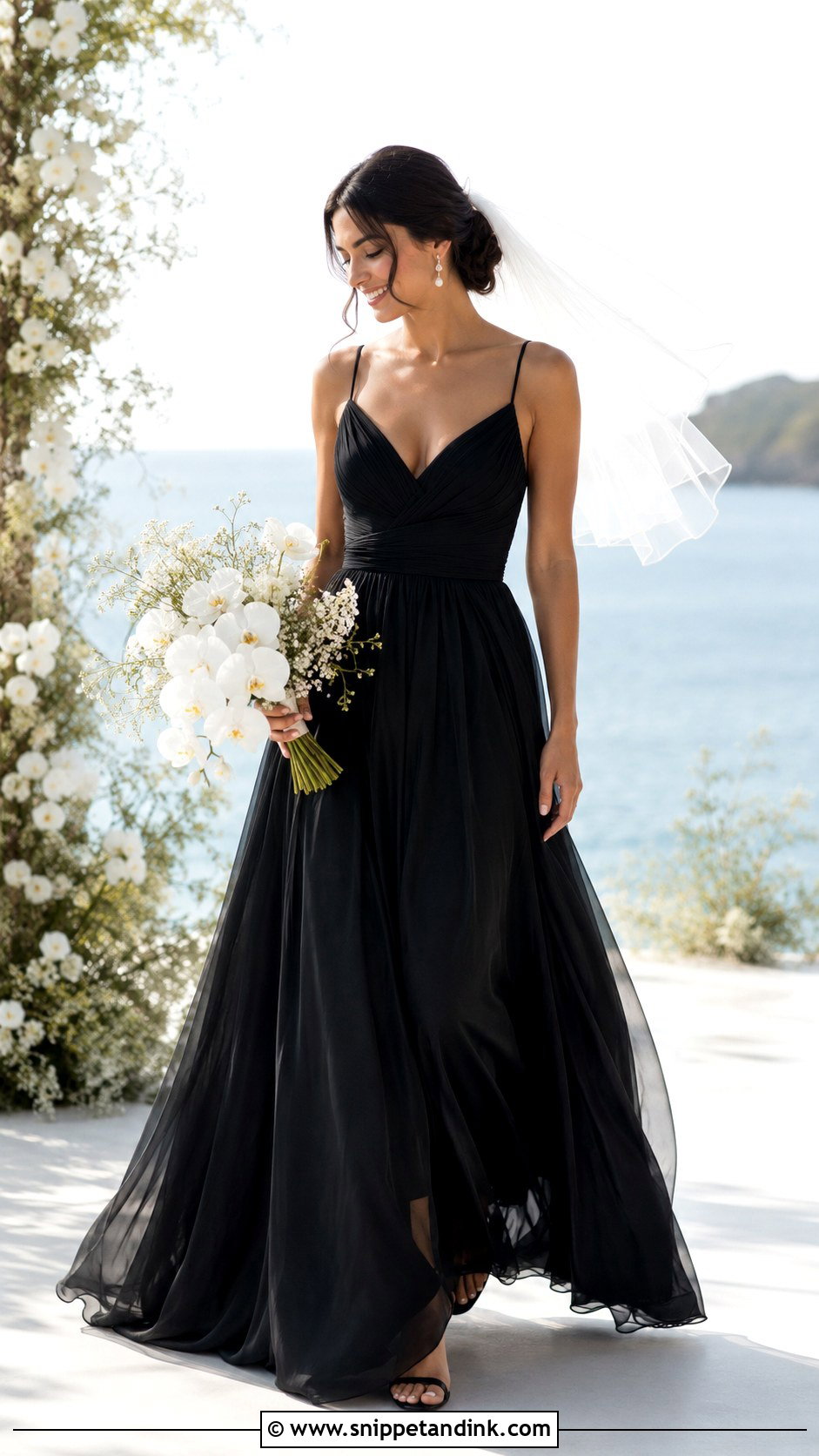 Black Chiffon Wedding Gown - Snippet and Ink - 20 Black Wedding Gown Ideas