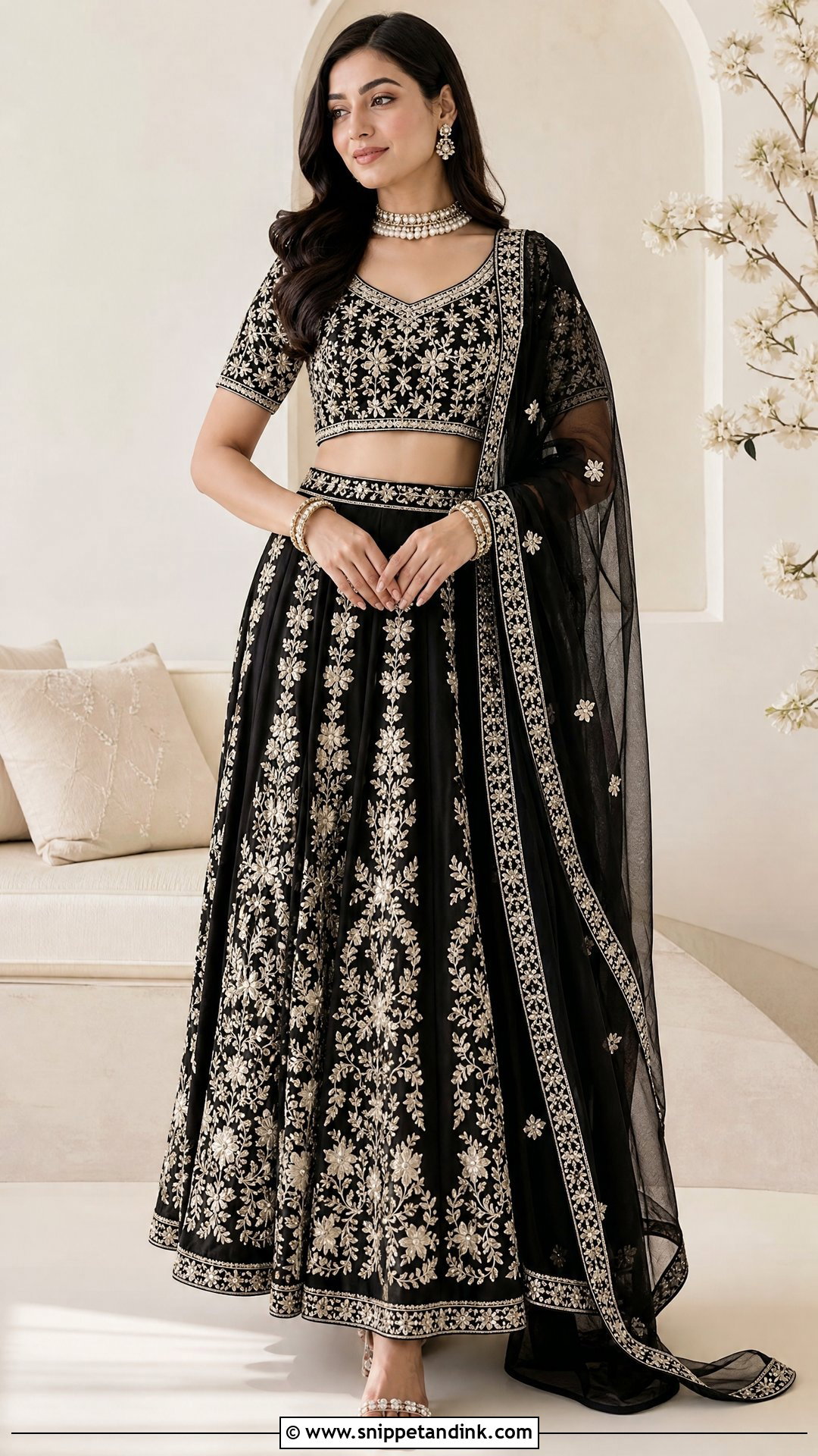 Black Chikankari Lehenga For Sangeet - Snippet and Ink - 25 Black Sangeet Outfit Ideas