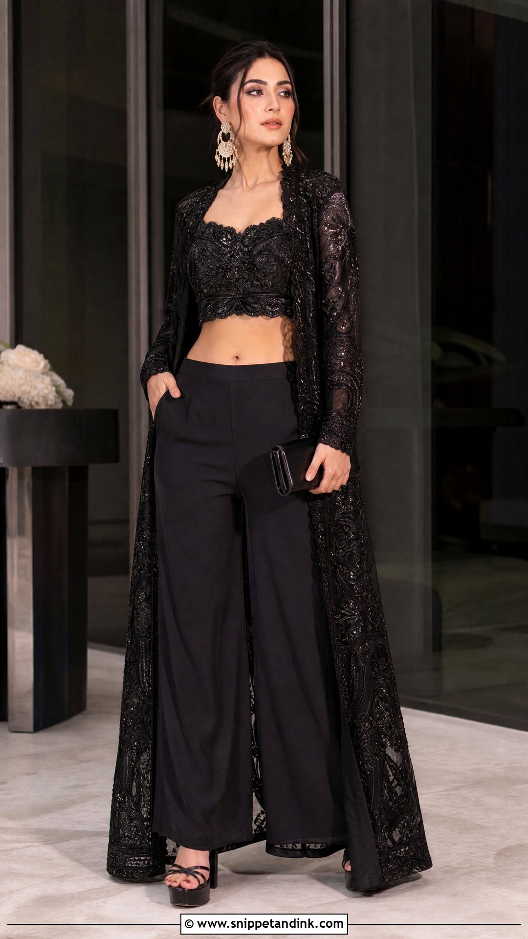 Black Co Ord Set For Sangeet - Snippet and Ink - 25 Black Sangeet Outfit Ideas