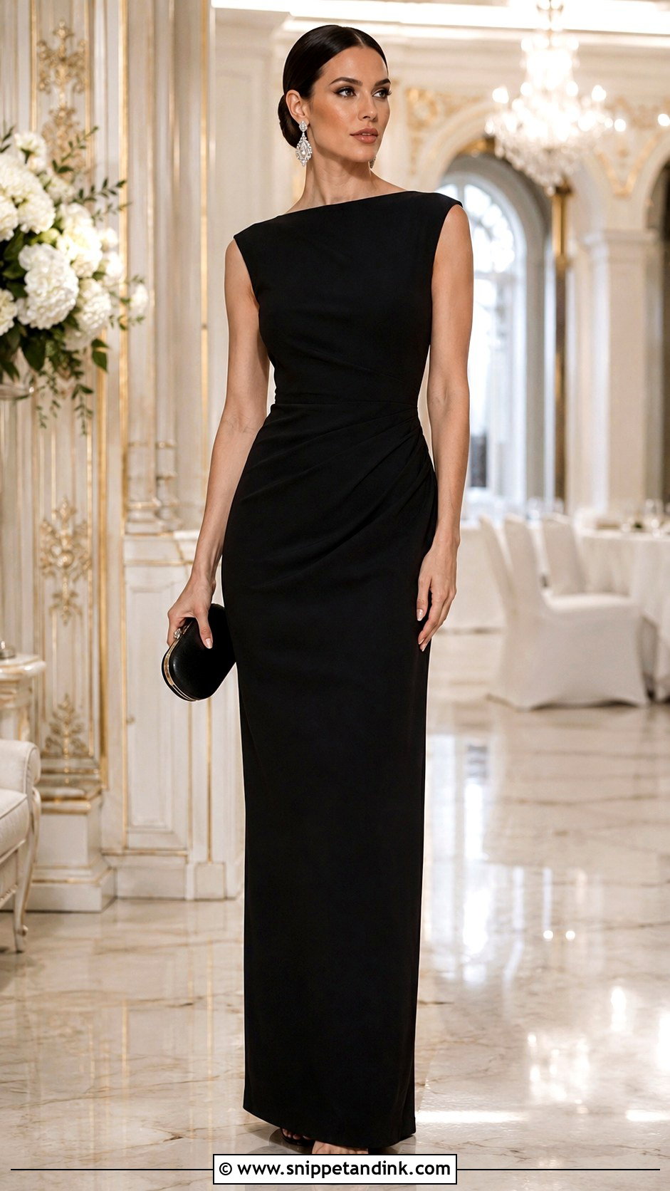 Black Column Gown Outfit - Snippet and Ink - 25 Wedding Black Ideas