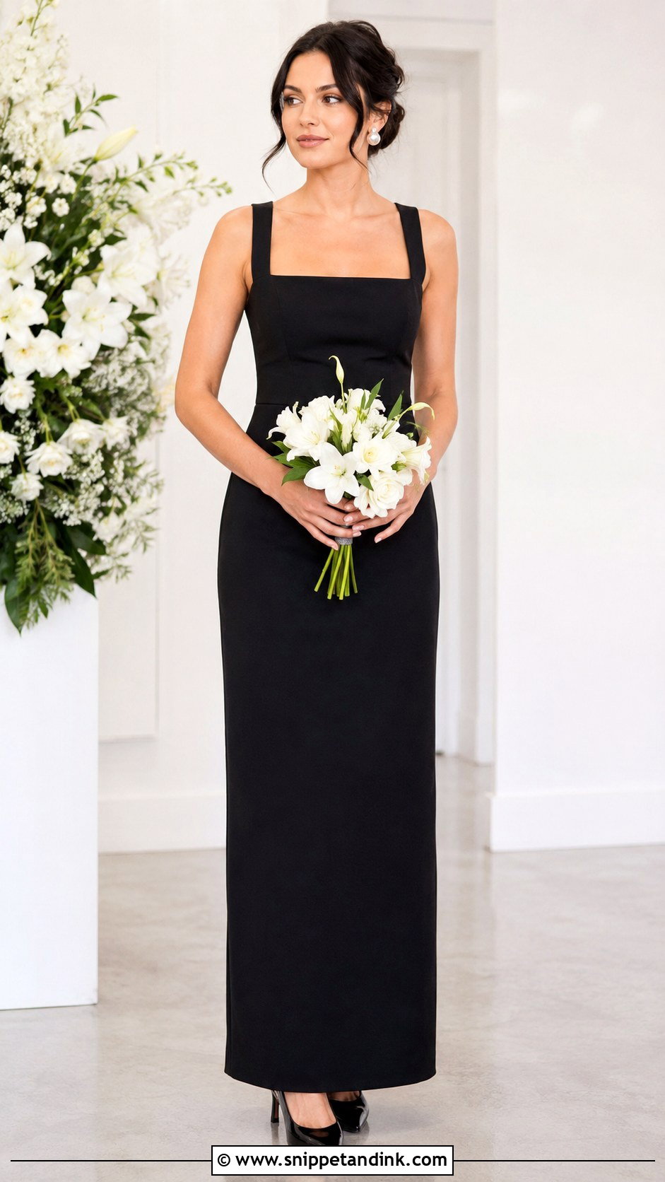 Black Column Wedding Entourage Gown - Snippet and Ink - 20 Wedding Entourage Gowns