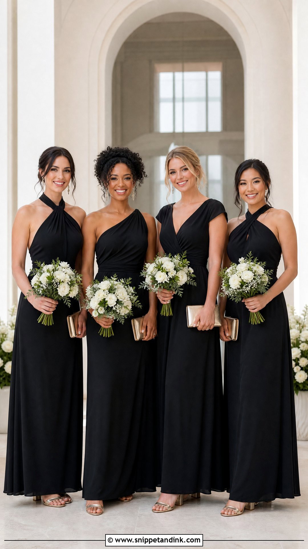 Black Convertible Wedding Party Dress With Matching Accessories - Snippet and Ink - 20 Wedding Party Black Dresses